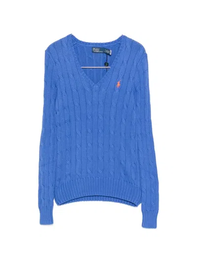 Polo Ralph Lauren Cable-knit V-neck Sweater In Blue