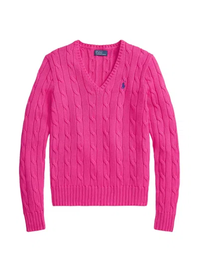 Polo Ralph Lauren Cable-knit V-neck Sweater In Red