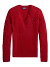 Polo Ralph Lauren Cable-knit V-neck Pullover In Red