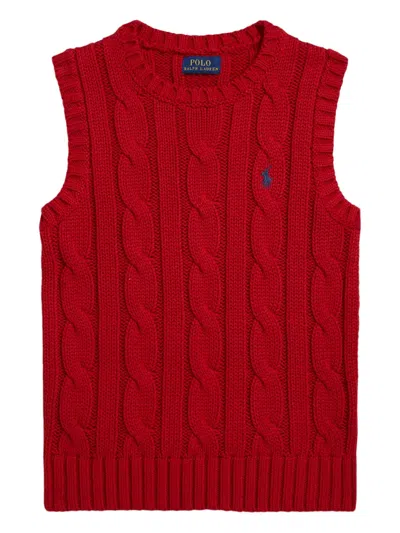 Polo Ralph Lauren Kids' Cable-knit Vest In Red