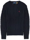 Polo Ralph Lauren Navy Blue Cable-knit Cotton Sweater In Blue