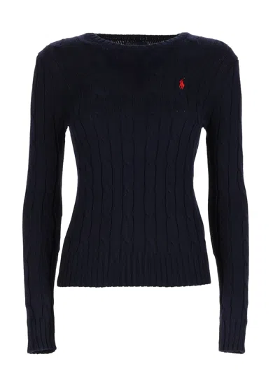Polo Ralph Lauren Cable Knit With Logo In Black