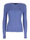 Polo Ralph Lauren Cable Knit With Logo In Blue