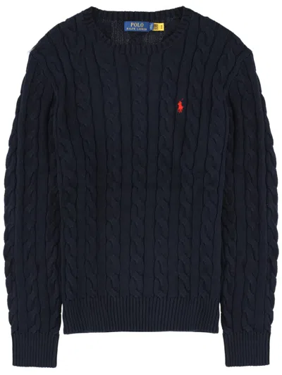 Polo Ralph Lauren Cable Knit With Logo In Blue