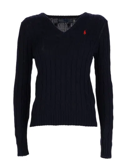 Polo Ralph Lauren Cable Knit With Logo In Blue