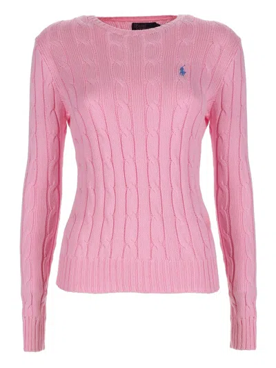 Polo Ralph Lauren Cable Knit With Logo In Pink