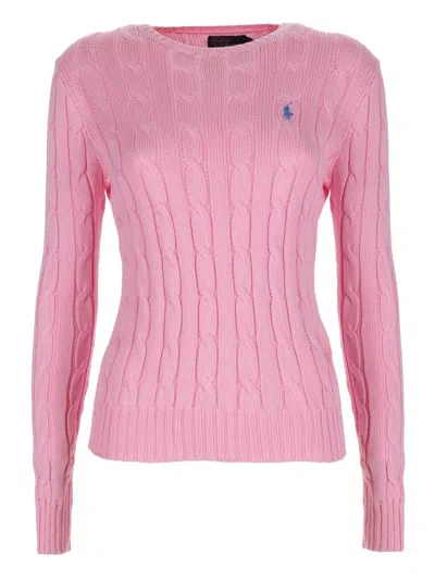 Polo Ralph Lauren Cable Knit With Logo In Pink