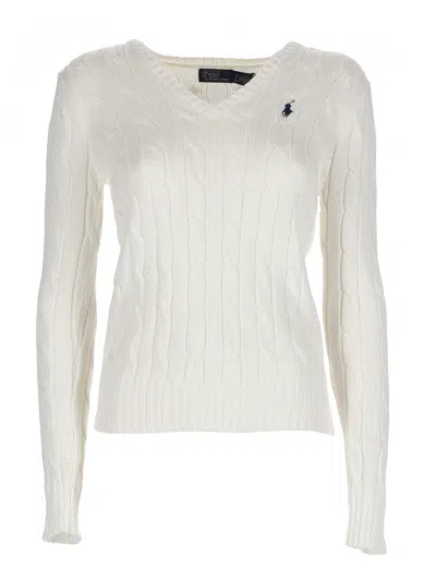 Polo Ralph Lauren Cable Knit With Logo In White