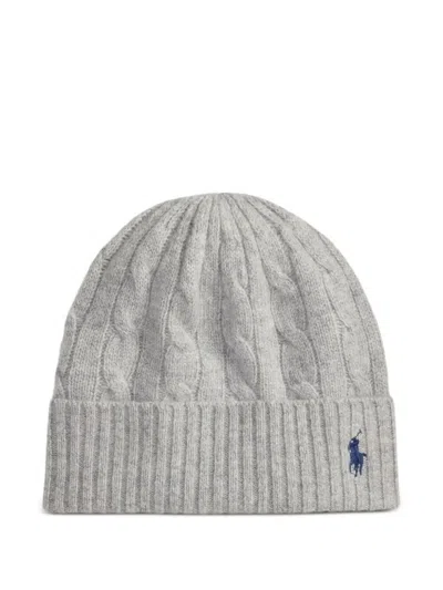 Polo Ralph Lauren Cable-knit Wool And Cashmere Beanie Accessories In Gray