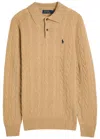 Polo Ralph Lauren Cable-knit Wool And Cashmere-blend Polo Jumper In Brown