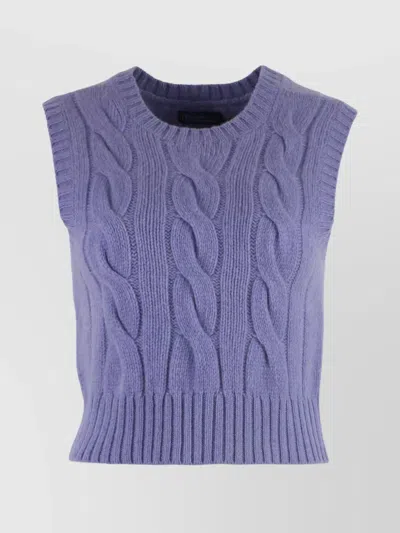 POLO RALPH LAUREN CABLE-KNIT WOOL AND CASHMERE BLEND VEST