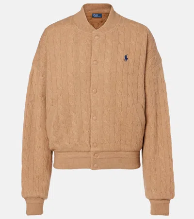 POLO RALPH LAUREN CABLE-KNIT WOOL AND CASHMERE BOMBER JACKET