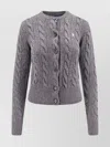 Polo Ralph Lauren Cable Knit Sweater With Button-up Front And Fitted Ribbed Hem In Gray