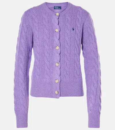 Polo Ralph Lauren Cable-knit Wool And Cashmere Cardigan In Wisteria Heather