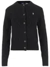 Polo Ralph Lauren Button-up Cable Knit Sweater-cardigan With Ribbed Detailing In Black