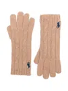 Polo Ralph Lauren Cable-knit Wool And Cashmere Gloves Accessories In Brown