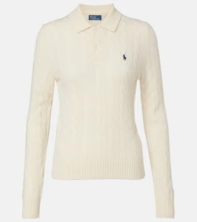Polo Ralph Lauren Cable-knit Wool And Cashmere Polo Sweater In White