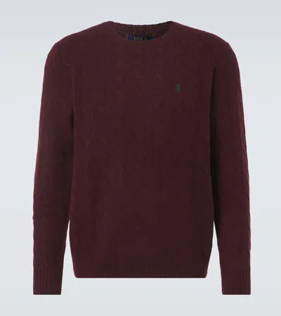 Polo Ralph Lauren Ralph Lauren Cable Knit Jumper Burgundy In Black