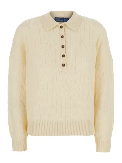 Polo Ralph Lauren Cable Knit Wool And Cashmere Sweater In Animal Print