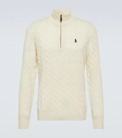Polo Ralph Lauren Cable-knit Wool And Cashmere Sweater In White