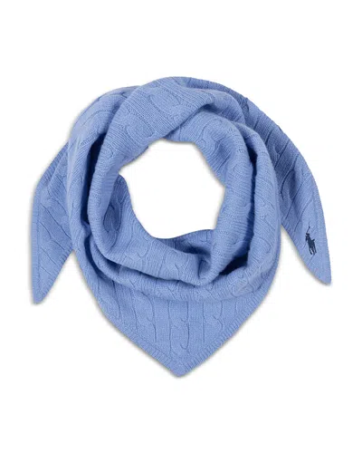 Polo Ralph Lauren Cable Knit Wool & Cashmere Triangle Scarf In Blue