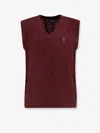 Polo Ralph Lauren Bordeaux Sleeveless Vest With V Neck And Pony Embroidery On The Front In Wool And Cashmere Man In Brown