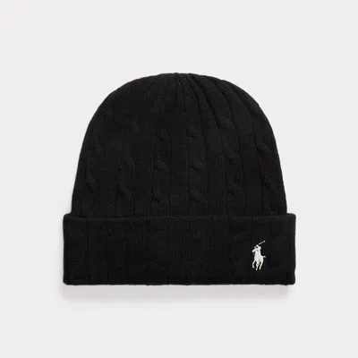 Polo Ralph Lauren Cable-knit Wool-cashmere Beanie In Black