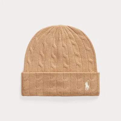 Polo Ralph Lauren Cable-knit Wool-cashmere Beanie In Brown