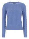 Polo Ralph Lauren Blue Crewneck Sweater With Pony Embroidery On The Front In Cotton Woman In Purple