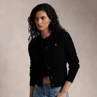 Polo Ralph Lauren Cable-knit Wool-cashmere Cardigan In Black