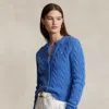 Polo Ralph Lauren Cable-knit Wool-cashmere Cardigan In Blue