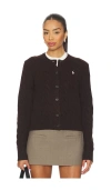 Polo Ralph Lauren Cable Knit Wool Cashmere Cardigan In Burgundy