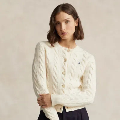 Polo Ralph Lauren Cable-knit Wool-cashmere Cardigan In Neutral