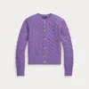 Polo Ralph Lauren Cable-knit Wool-cashmere Cardigan In Purple
