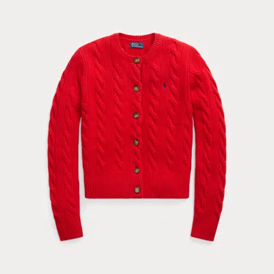 Polo Ralph Lauren Cable-knit Wool-cashmere Cardigan In Gold