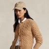 Polo Ralph Lauren Cable-knit Wool-cashmere Cardigan In Brown