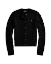 Polo Ralph Lauren Cable-knit Wool-cashmere Cardigan Woman Cardigan Black Size L Wool, Cashmere