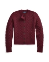 Polo Ralph Lauren Cable-knit Wool-cashmere Cardigan Woman Cardigan Burgundy Size L Wool, Cashmere In Red