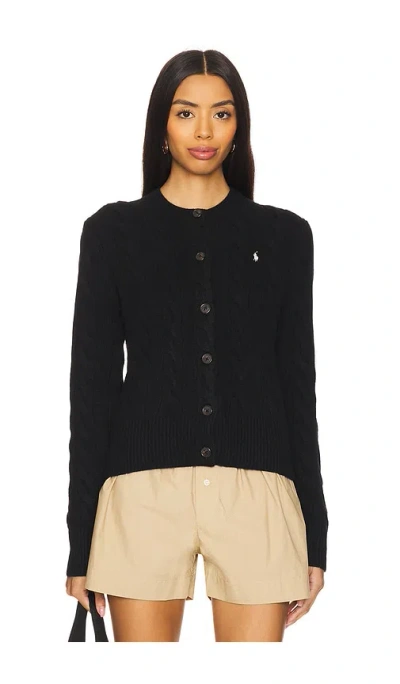 Polo Ralph Lauren Polo Pony-embroidered Cable-knit Cardigan In Black