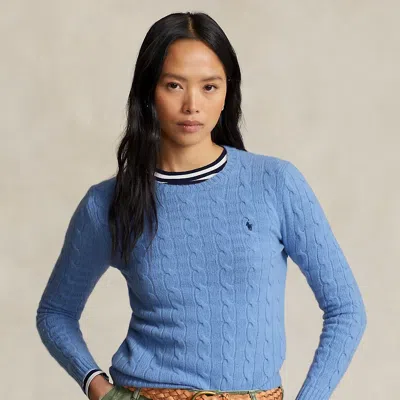 Polo Ralph Lauren Cable-knit Wool-cashmere Jumper In Blue