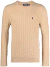 Polo Ralph Lauren Cable-knit Wool-cashmere Jumper Clothing In Neutral