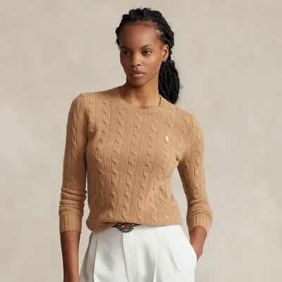 Polo Ralph Lauren Cable-knit Wool-cashmere Jumper In Tan