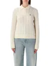 Polo Ralph Lauren Cable-knit Wool Cashmere Polo Sweater In Neutral