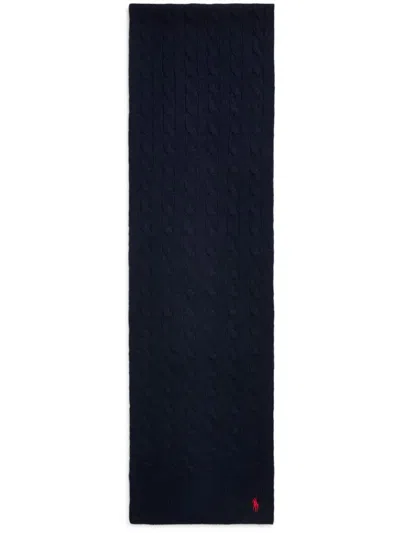 Polo Ralph Lauren Cable-knit Wool-cashmere Scarf Accessories In Blue