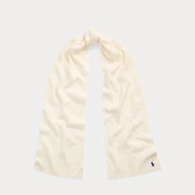 Polo Ralph Lauren Cable-knit Wool-cashmere Scarf In Cream