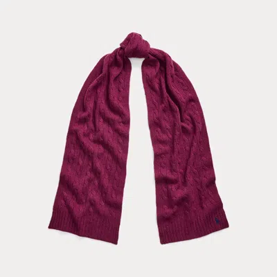 Polo Ralph Lauren Cable-knit Wool-cashmere Scarf In Purple