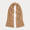 Polo Ralph Lauren Cable-knit Wool-cashmere Scarf In Brown
