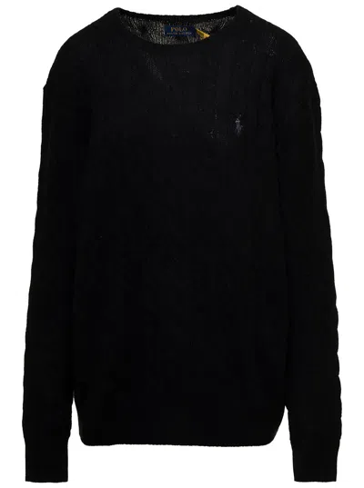 Polo Ralph Lauren Cable-knit Wool-cashmere Sweater In Black