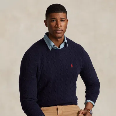 Polo Ralph Lauren Cable-knit Wool-cashmere Sweater In Hunter Navy