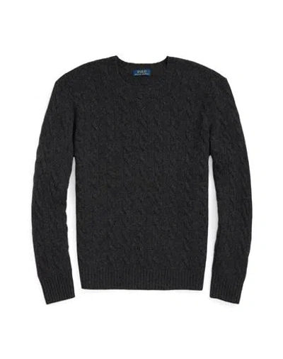 Polo Ralph Lauren Cable-knit Wool-cashmere Sweater Man Sweater Steel Grey Size L Wool, Cashmere In Black